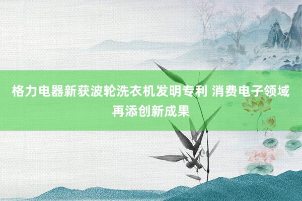 格力电器新获波轮洗衣机发明专利 消费电子领域再添创新成果