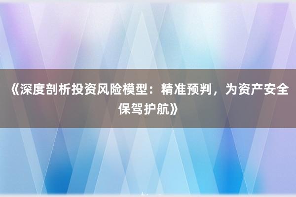 《深度剖析投资风险模型：精准预判，为资产安全保驾护航》