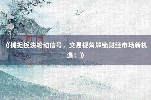 《捕捉板块轮动信号，交易视角解锁财经市场新机遇！》