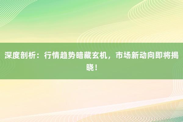 深度剖析：行情趋势暗藏玄机，市场新动向即将揭晓！