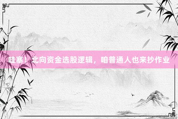 哇塞！北向资金选股逻辑，咱普通人也来抄作业