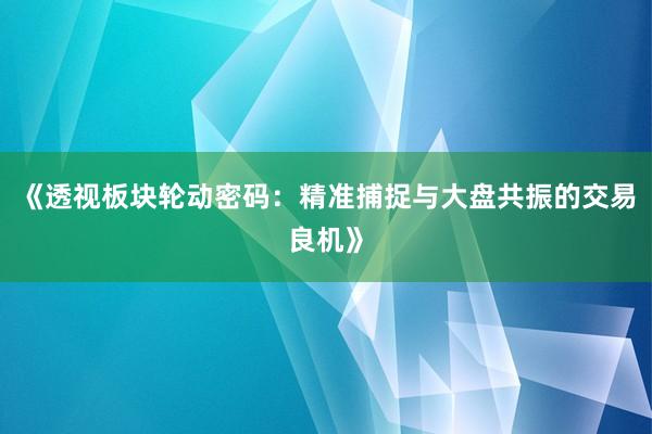 《透视板块轮动密码：精准捕捉与大盘共振的交易良机》