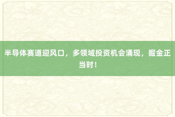 半导体赛道迎风口，多领域投资机会涌现，掘金正当时！
