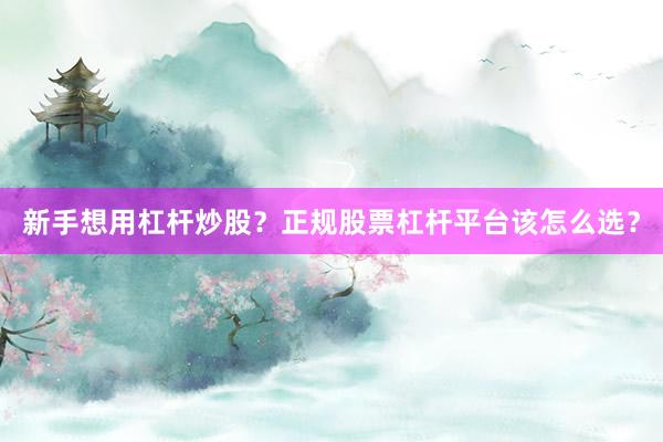 新手想用杠杆炒股？正规股票杠杆平台该怎么选？