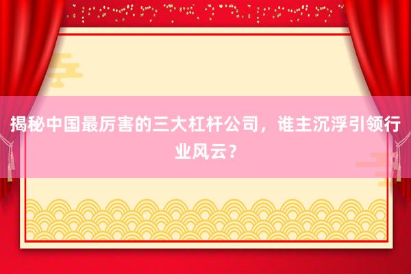 揭秘中国最厉害的三大杠杆公司，谁主沉浮引领行业风云？