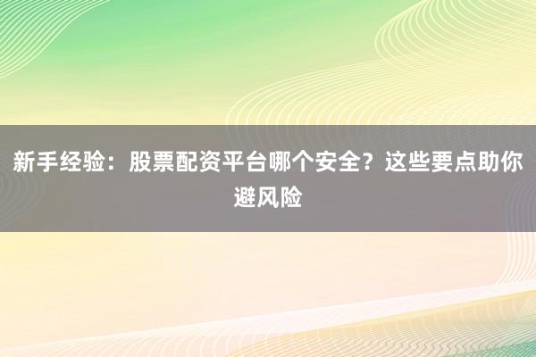 新手经验：股票配资平台哪个安全？这些要点助你避风险